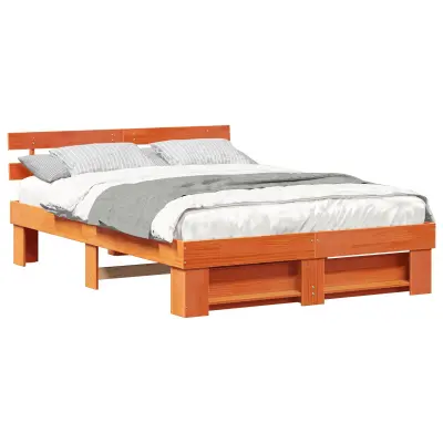 vidaXL Konstrukcija postelje z vzglavjem Voskast rjav 150 x 200 cm
