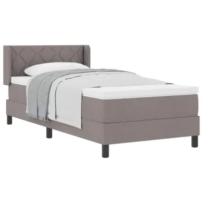 vidaXL Postelja boxspring z vzmetnico z vzmetnico Taupe 90 x 190 cm