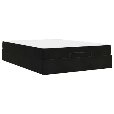 vidaXL Posteljni okvir z vzmetnico z vzmetnico 2 pcs Črna Žamet