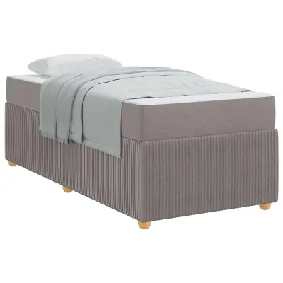 vidaXL Konstrukcija postelje z vzmetnico Taupe 90 x 200 cm blago