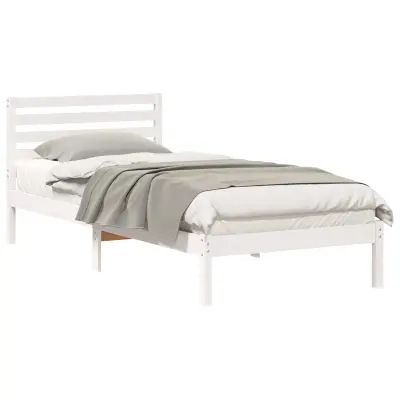 vidaXL Konstrukcija postelje Bela 100 x 210 cm Masivno borovo les