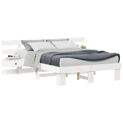 vidaXL Konstrukcija postelje Bela 120 x 190 cm Masivno borovo les