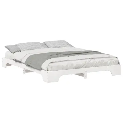 vidaXL Konstrukcija postelje Bela 160 x 220 cm Masivno borovo les