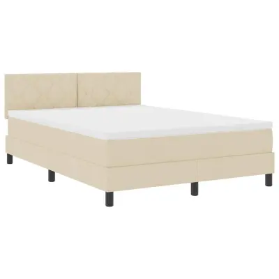 vidaXL Postelja z vzmetnico z vzmetnico krema 160 x 200 cm blago