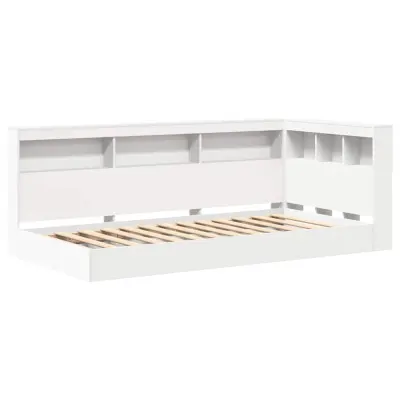 vidaXL Polica postelja z vzglavjem Bela 90 x 190 cm Konstruiran les