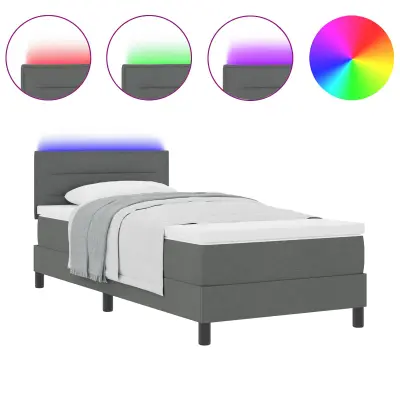 vidaXL Postelja z vzmetnico z vzmetnico Temno siva 80 x 200 cm blago