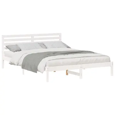 vidaXL Konstrukcija postelje Bela 160 x 210 cm Masivno borovo les