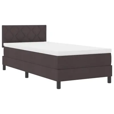 vidaXL Postelja z vzmetnico z vzmetnico Temno rjava 90 x 200 cm blago