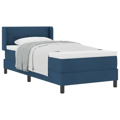 vidaXL Postelja boxspring z vzmetnico z vzmetnico Modra 90 x 200 cm