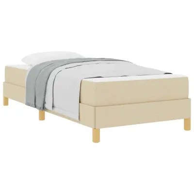vidaXL Postelja z vzmetnico z vzmetnico krema 100 x 200 cm blago