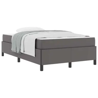 vidaXL Konstrukcija postelje z vzmetnico Siva 120 x 190 cm blago