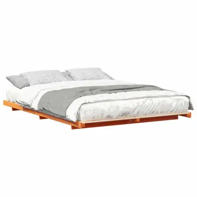 vidaXL Posteljni okvir Voščeno rjava 140 x 220 cm Trdna borovina