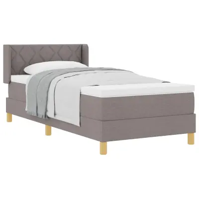 vidaXL Postelja z vzmetnico z vzmetnico Taupe 200 x 90 cm Poliester