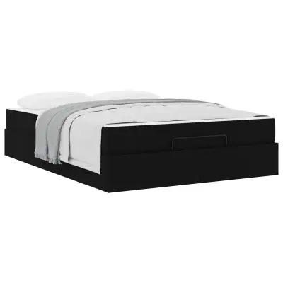 vidaXL Posteljni okvir z vzmetnico z vzmetnico 2 pcs Črna blago