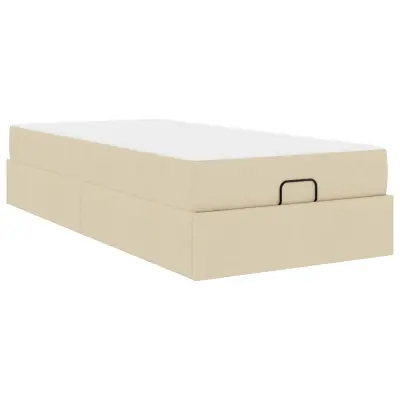 vidaXL Posteljni okvir z vzmetnico z vzmetnico 2 pcs krema blago
