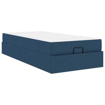 vidaXL Posteljni okvir z vzmetnico z vzmetnico 2 pcs Modra blago