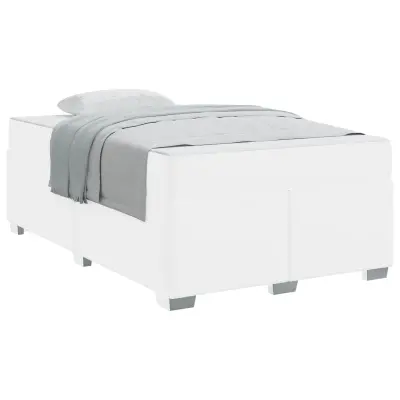 vidaXL Konstrukcija postelje z vzmetnico Bela 120 x 200 cm blago