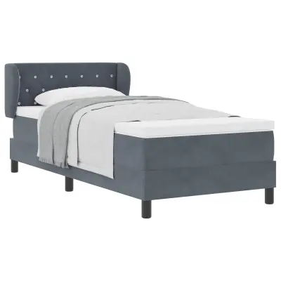 vidaXL Postelja z vzmetnico z vzmetnico Temno siva 100 x 200 cm Žamet
