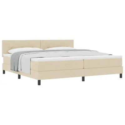 vidaXL Postelja z vzmetnico z vzmetnico krema 200 x 200 cm blago