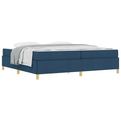 vidaXL Konstrukcija postelje z vzmetnico Modra 200 x 200 cm blago