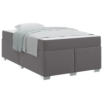 vidaXL Konstrukcija postelje z vzmetnico Siva 120 x 200 cm blago