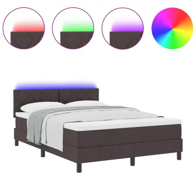 vidaXL Postelja z vzmetnico z vzmetnico Temno rjava 140 x 190 cm blago