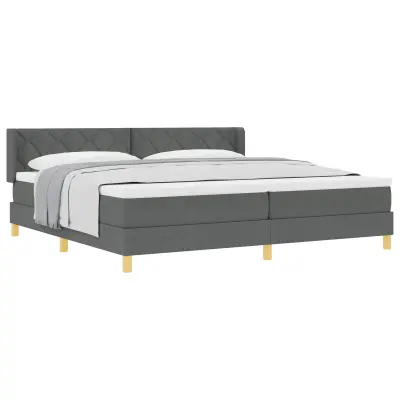 vidaXL Postelja z vzmetnico z vzmetnico Temno siva 200 x 200 cm blago