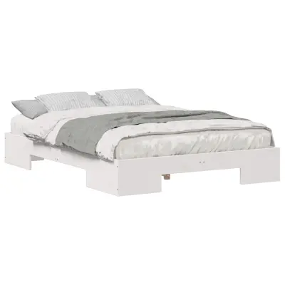 vidaXL Posteljni okvir Bela 140 x 190 cm Trdna borovina