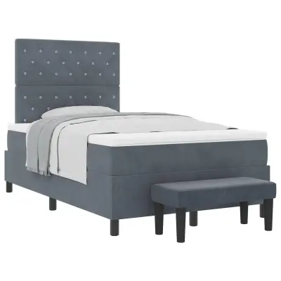 vidaXL Postelja z vzmetnico z vzmetnico Temno siva 120 x 200 cm Žamet