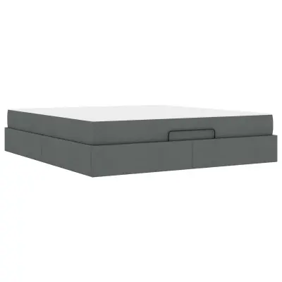 vidaXL Posteljni okvir z vzmetnico z vzmetnico 2 pcs Dim Siva blago