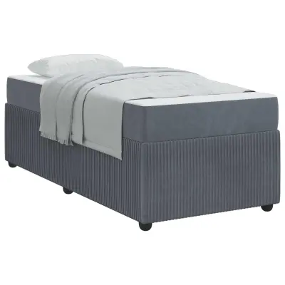 vidaXL Konstrukcija postelje z vzmetnico Temno siva 100 x 200 cm blago
