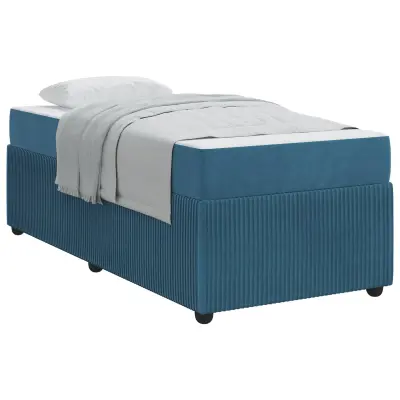 vidaXL Konstrukcija postelje z vzmetnico Modra 100 x 200 cm blago
