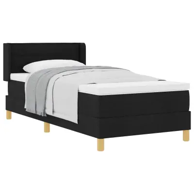 vidaXL Postelja z vzmetnico z vzmetnico Črna 190 x 90 cm Poliester