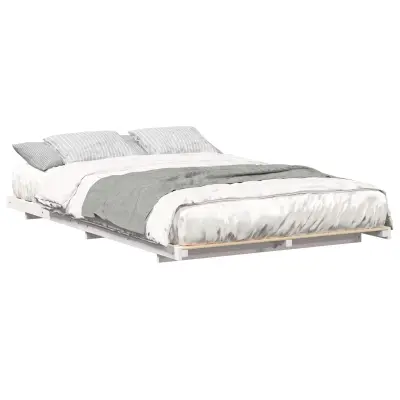 vidaXL Posteljni okvir Bela 135 x 190 cm Trdna borovina