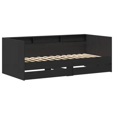 vidaXL Dnevna postelja s predalom Siva 90 x 200 cm Konstruiran les