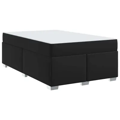 vidaXL Konstrukcija postelje z vzmetnico Črna 120 x 200 cm blago
