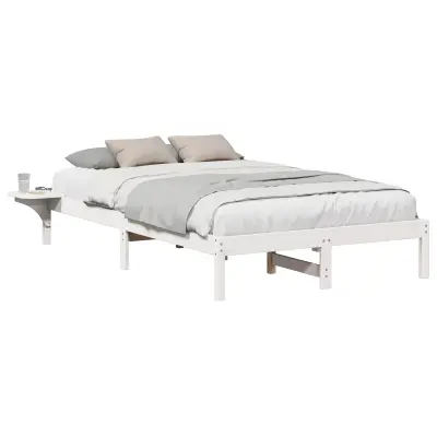 vidaXL Konstrukcija postelje Bela 135 x 190 cm Masivno borovo les