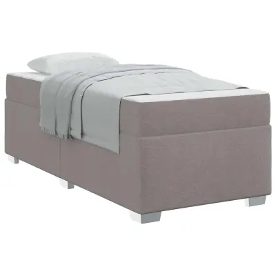 vidaXL Konstrukcija postelje z vzmetnico Taupe 90 x 190 cm blago