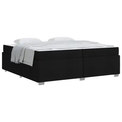 vidaXL Konstrukcija postelje z vzmetnico Črna 200 x 200 cm blago