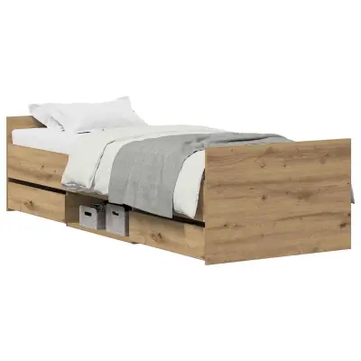 vidaXL Konstrukcija postelje z vzglavjem Umetni hrast 193 x 78 x 50 cm