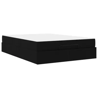 vidaXL Posteljni okvir z vzmetnico z vzmetnico 2 pcs Črna blago