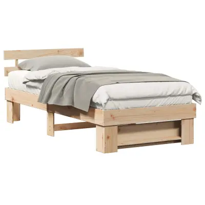 vidaXL Konstrukcija postelje Rjava 90 x 190 cm Masivno borovo les
