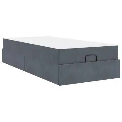 vidaXL Posteljni okvir z vzmetnico z vzmetnico 2 pcs Dim Siva Žamet