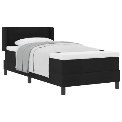 vidaXL Postelja z vzmetnico z vzmetnico Črna 200 x 90 cm Poliester
