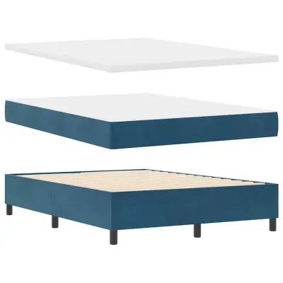 vidaXL Postelja z vzmetnico z vzmetnico Temno modra 140 x 200 cm Žamet