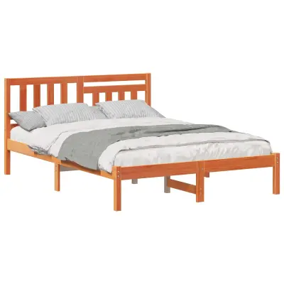 vidaXL Konstrukcija postelje Voščeno rjava 135 x 190 cm Trdna borovina