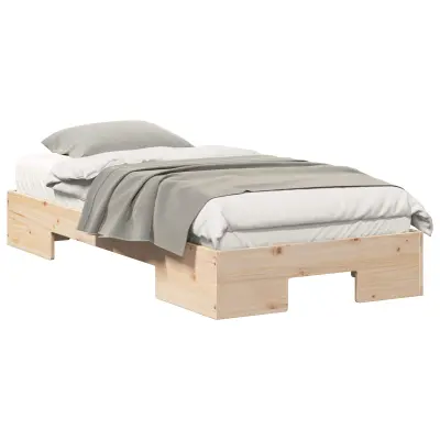 vidaXL Posteljni okvir Rjava 90 x 200 cm Trdna borovina