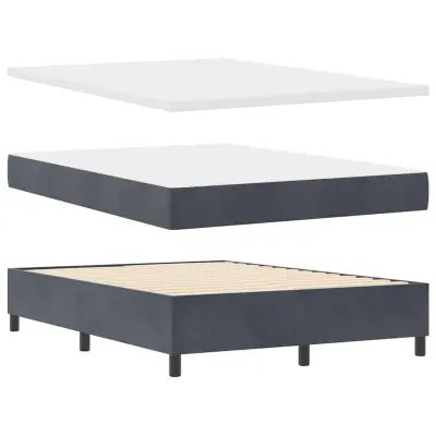 vidaXL Postelja z vzmetnico z vzmetnico Temno siva 140 x 190 cm Žamet
