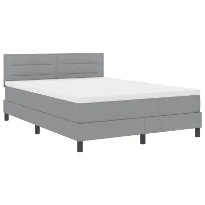 vidaXL Postelja boxspring z vzmetnico Svetlo siva 140 x 190 cm blago