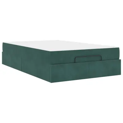 vidaXL Posteljni okvir z vzmetnico z vzmetnico 2 pcs Zelena Žamet